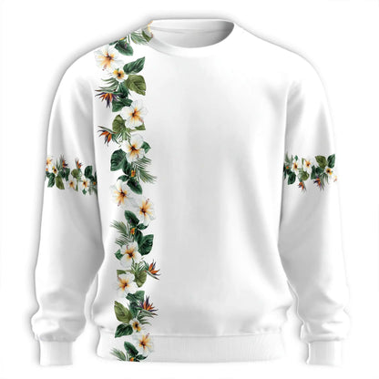 Hibiscus Floral White Sweatshirt – Tropical 3D All Over Print Design