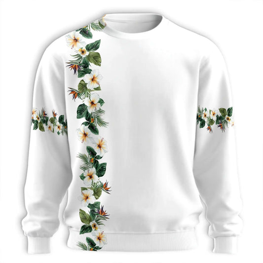 Hibiscus Floral White Sweatshirt – Tropical 3D All Over Print Design