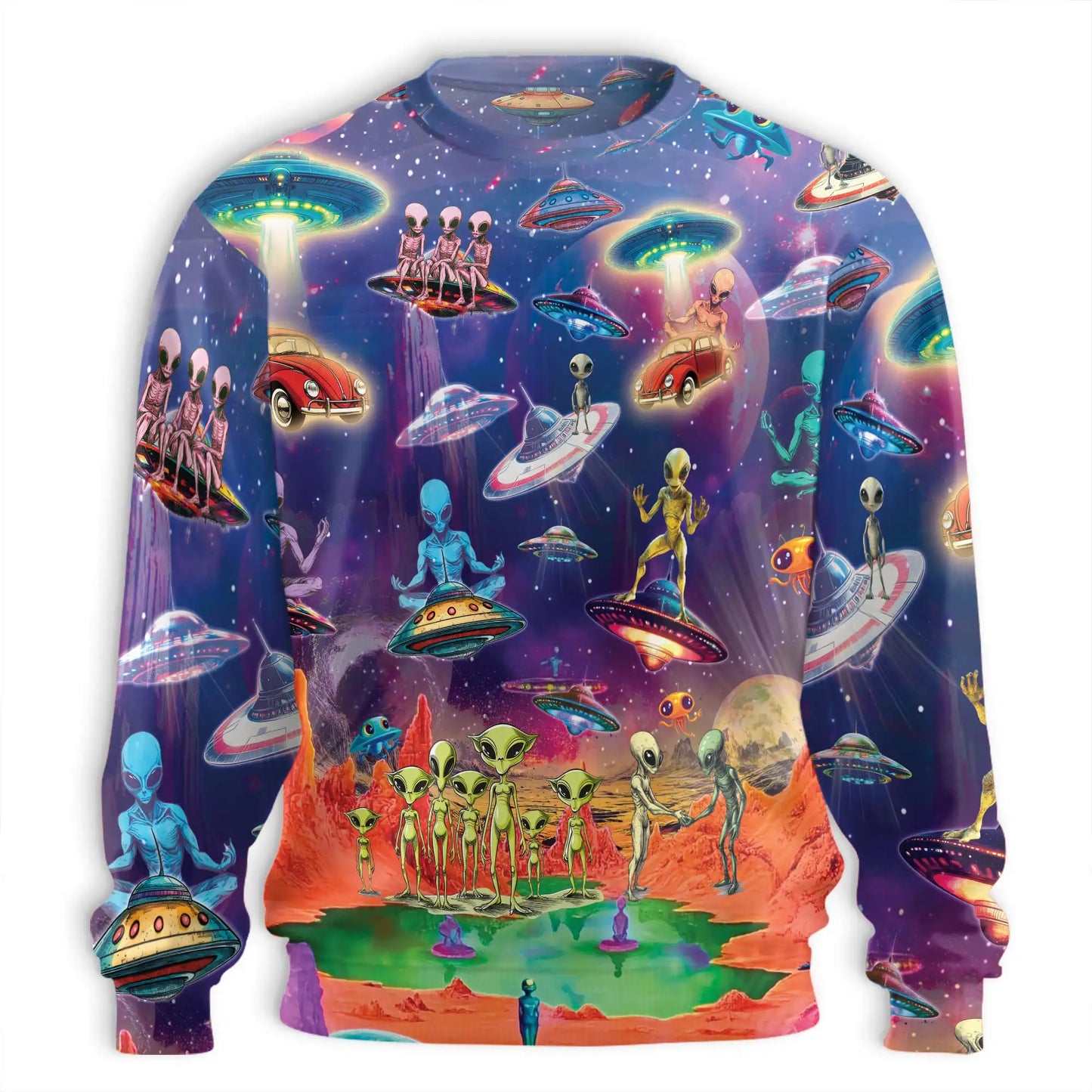 Psychedelic UFO Alien Sweatshirt – Colorful Graphic 3D All Over Print Design