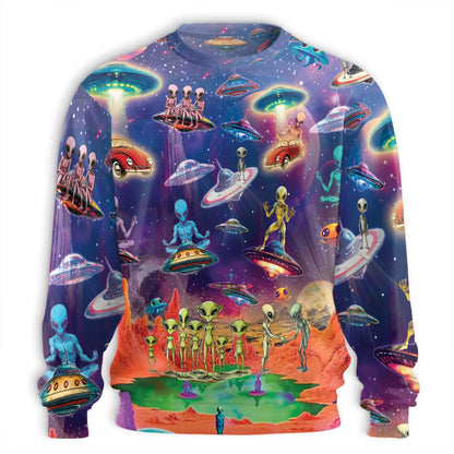Psychedelic UFO Alien Sweatshirt – Colorful Graphic 3D All Over Print Design
