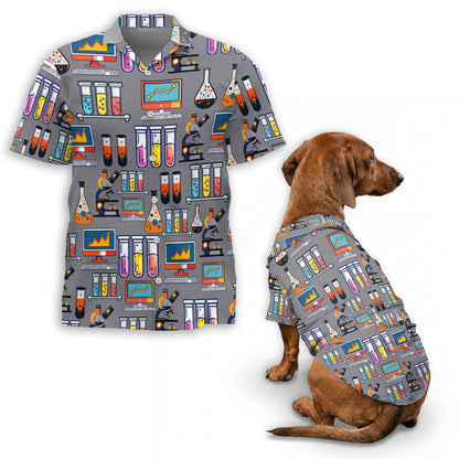 Science Matching Dog Owner Hawaiian Shirts, Funny Pet Aloha Shirt for Beach Vacation - Azhawaiian
