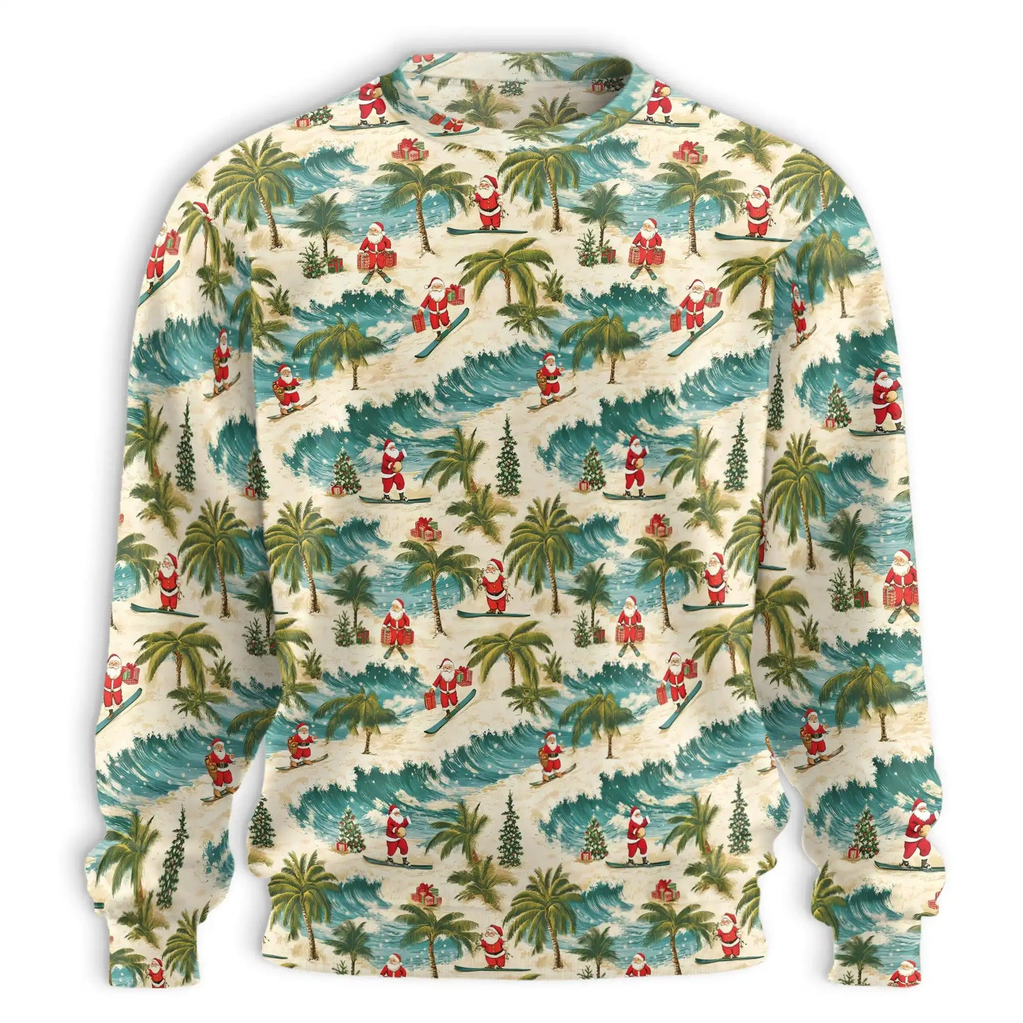 Mele Kalikimaka Santa Pattern Sweatshirt – Tropical Christmas 3D All Over Print Design