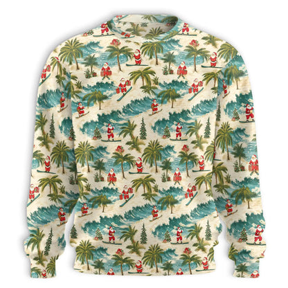 Mele Kalikimaka Santa Pattern Sweatshirt – Tropical Christmas 3D All Over Print Design