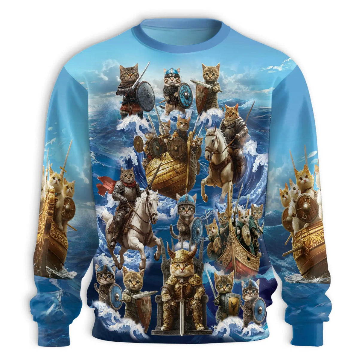 Viking Cat Sweatshirt – Colorful Graphic 3D All Over Print Design