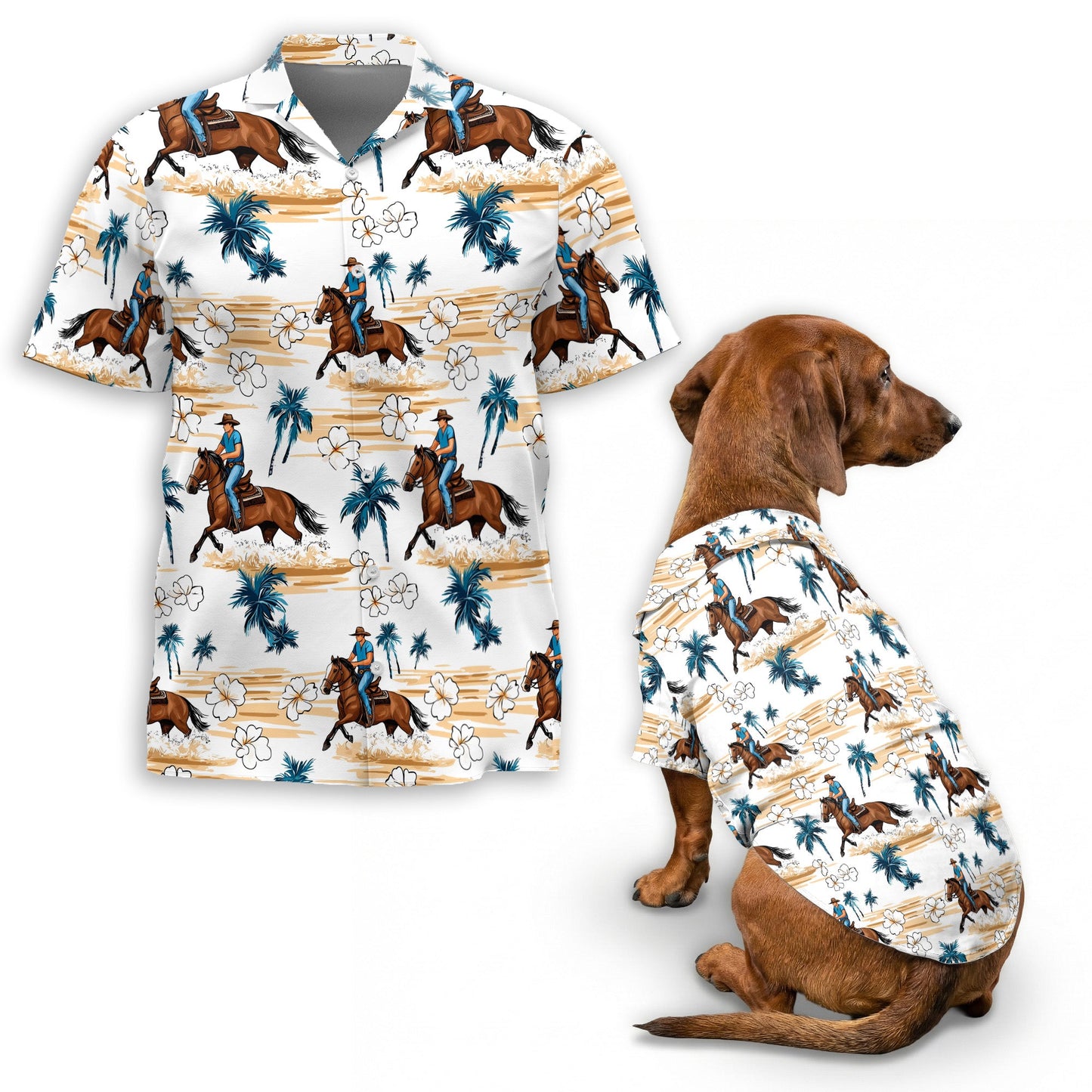 Softball Hibiscus Matching Dog Owner Hawaiian Shirts, Funny Pet Aloha Shirt for Beach Vacation - Azhawaiian