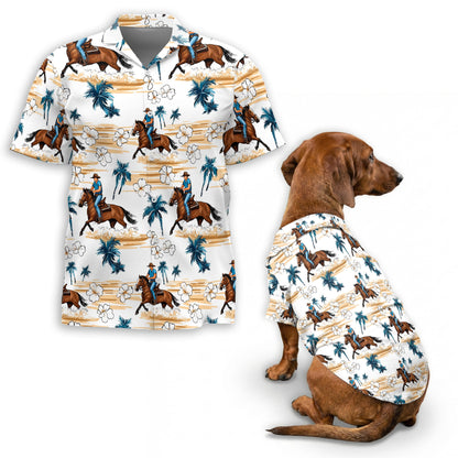 Softball Hibiscus Matching Dog Owner Hawaiian Shirts, Funny Pet Aloha Shirt for Beach Vacation - Azhawaiian