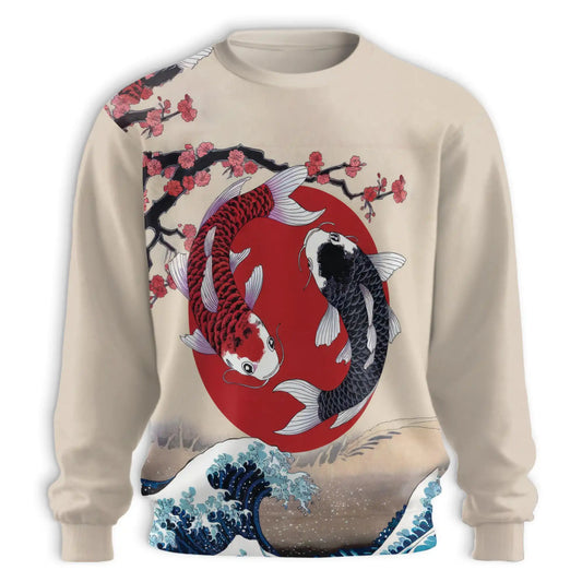 Yin Yang Koi Fish Sweatshirt – Colorful Graphic 3D All Over Print Design