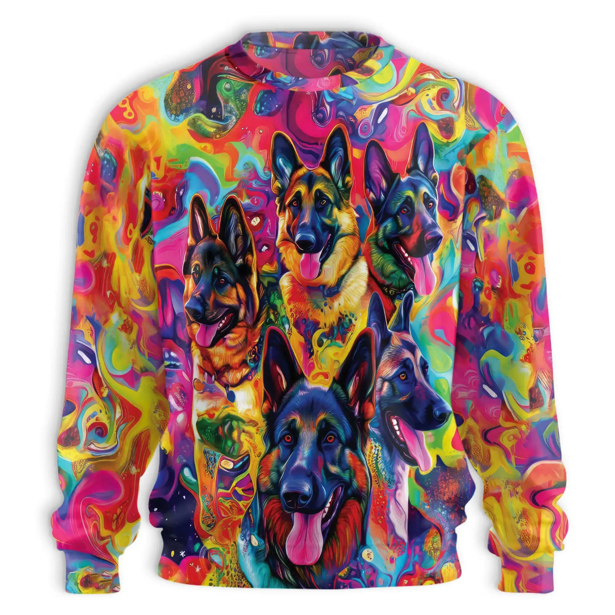 German Shepherd Sweatshirt – Colorful Graphic 3D All Over Print Design
