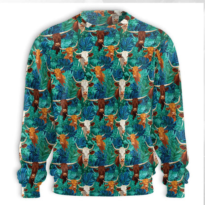 Longhorn Cattle Sweatshirt – Colorful Graphic 3D All Over Print Design