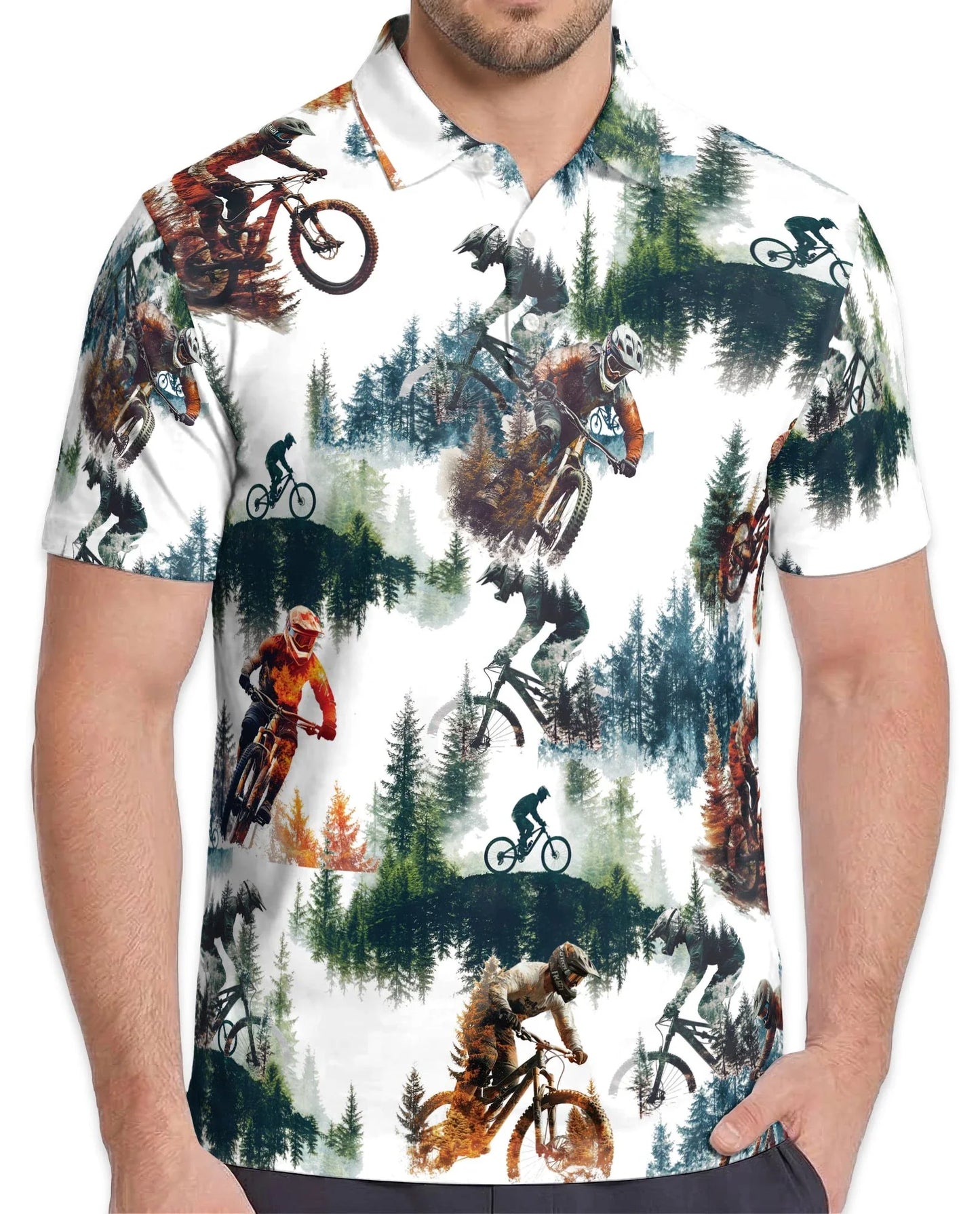 Mountain Biking Polo Shirt for Men, Outdoor Adventure Style | Azhawaiian