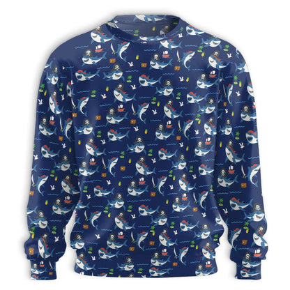 Shark Pirates Pattern Sweatshirt – Colorful Graphic 3D All Over Print Design