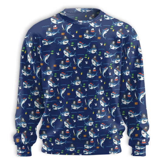 Shark Pirates Pattern Sweatshirt – Colorful Graphic 3D All Over Print Design