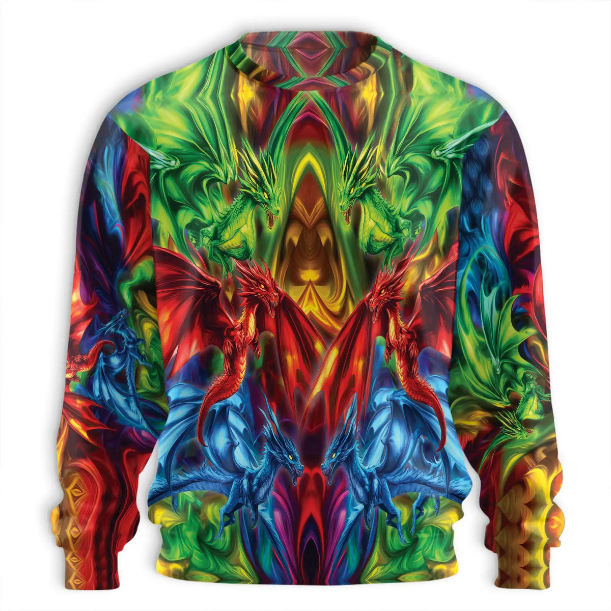 Psychedelic Dragon Sweatshirt – Colorful Graphic 3D All Over Print Design