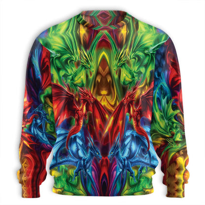Psychedelic Dragon Sweatshirt – Colorful Graphic 3D All Over Print Design