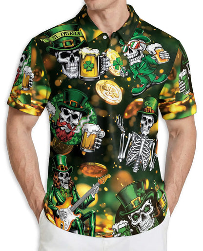 St. Patrick Skull Beer Polo Shirt | Azhawaiian