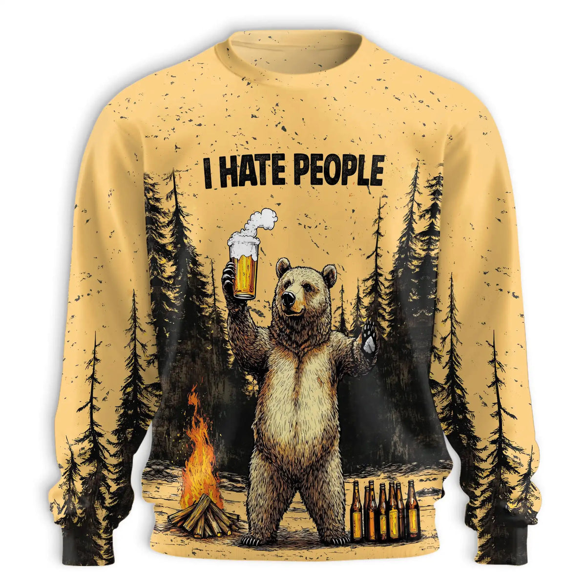 Bear Drinks Beer Sweatshirt – Colorful Graphic 3D All Over Print Design