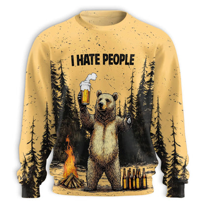 Bear Drinks Beer Sweatshirt – Colorful Graphic 3D All Over Print Design