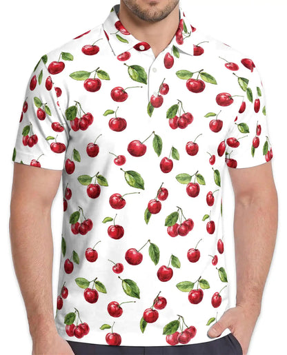 Cherry Polo Shirt - Sweet Summer Fruit Pattern Style | Azhawaiian