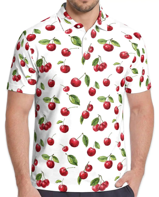 Cherry Polo Shirt - Sweet Summer Fruit Pattern Style