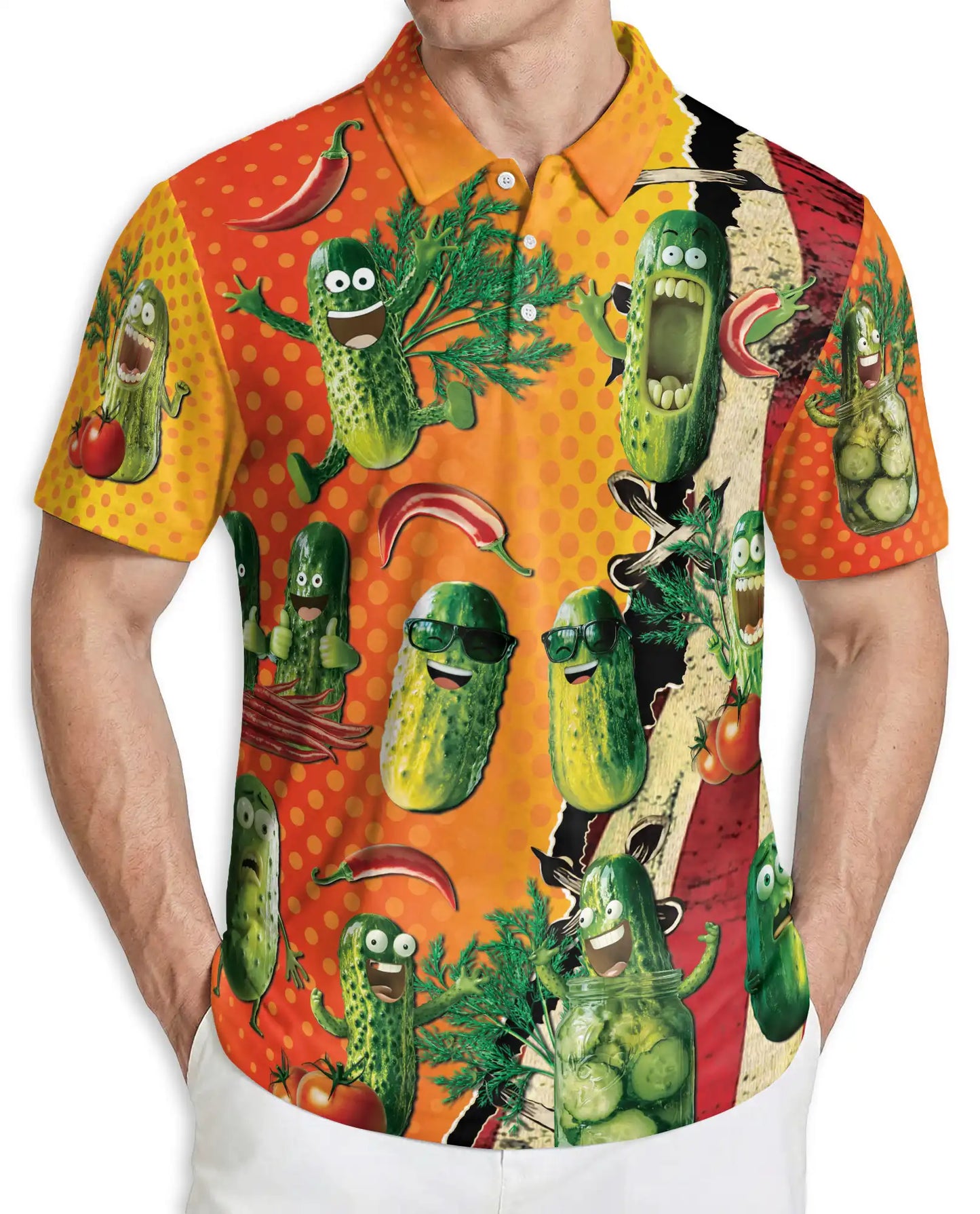 Funny Pickle Polo Shirt, Spicy Food Style | Azhawaiian