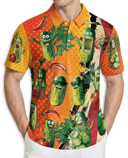 Funny Pickle Polo Shirt, Spicy Food Style | Azhawaiian