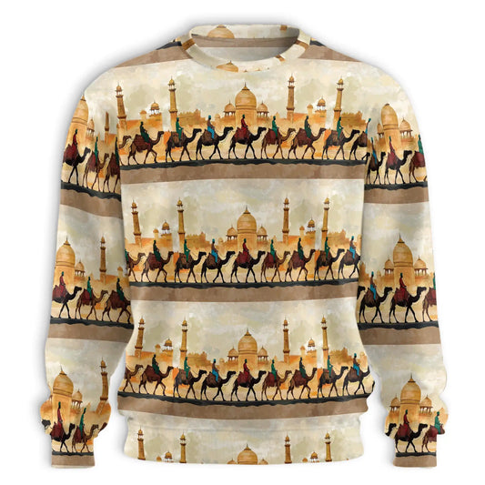 Camel Caravan Desert Sweatshirt – Colorful Graphic 3D All Over Print Design