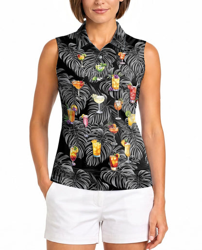 Proud Bartender Cocktails Tropical Sleeveless Polo Shirt for Women | Azhawaiian