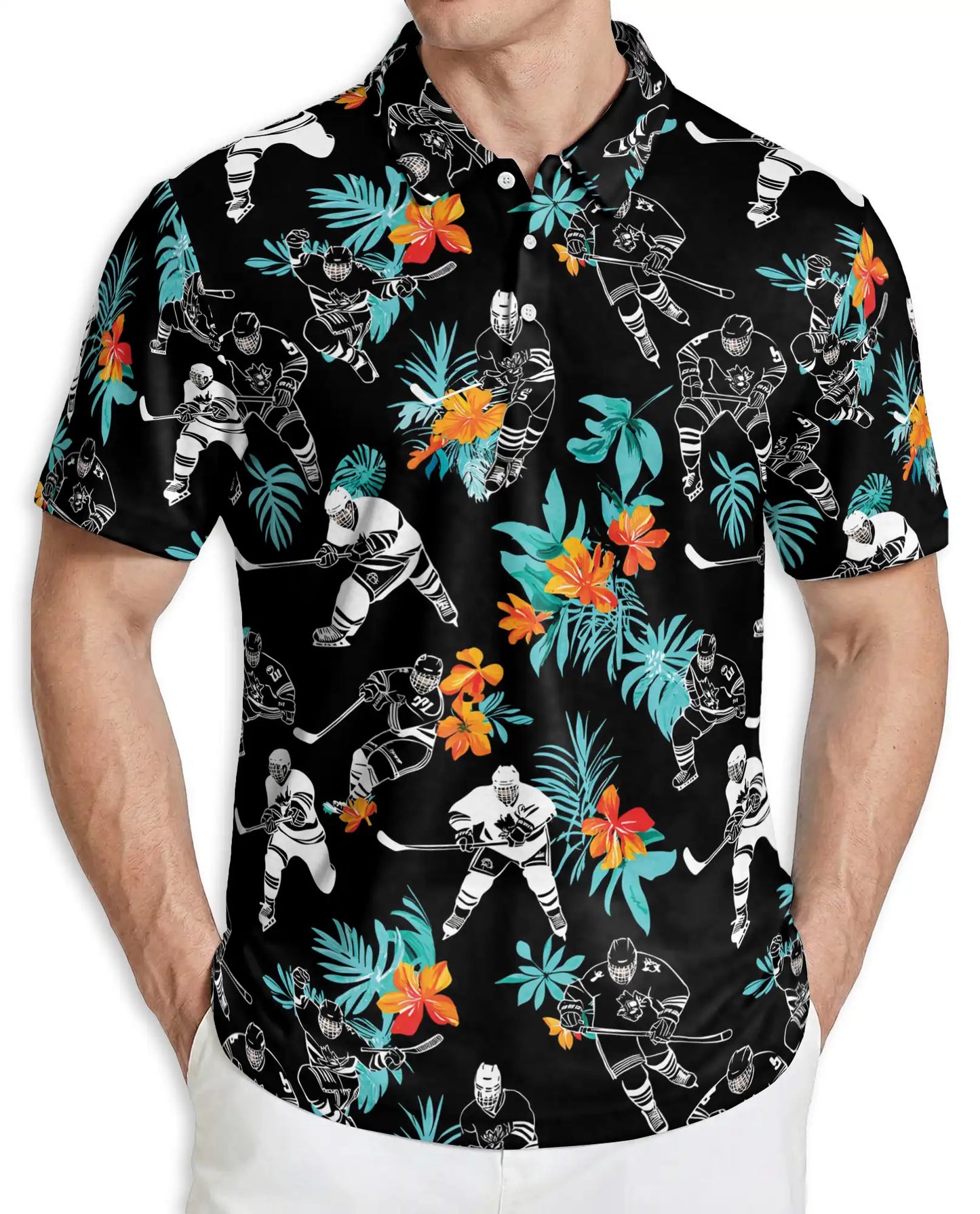 Hockey Hawaiian 3D Polo Shirt | Azhawaiian