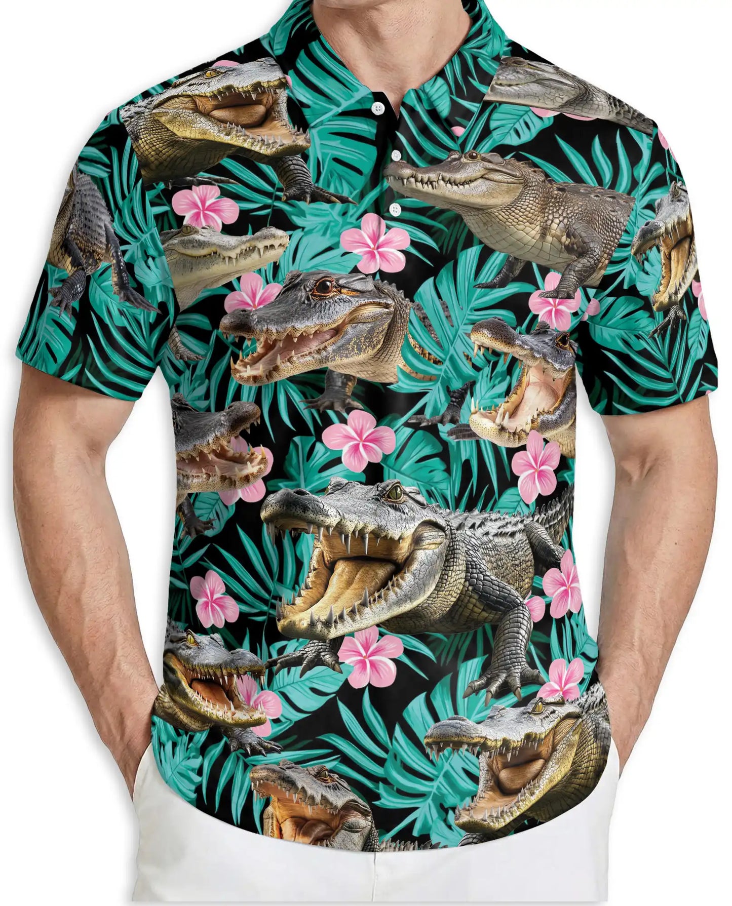 Alligator Tropical Hawaiian Polo Shirt for Men | Azhawaiian