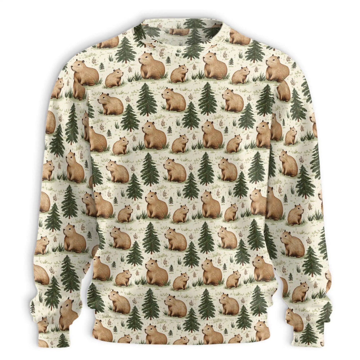 Cute Capybara Forest Pattern Sweatshirt – Colorful Graphic 3D All Over Print Design