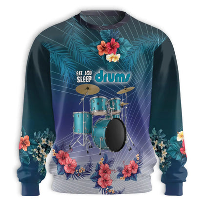 Eat and Sleep Drums Sweatshirt – Colorful Graphic 3D All Over Print Design