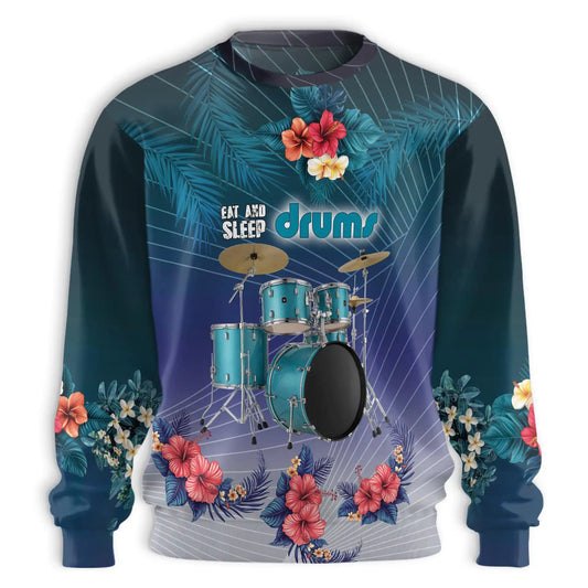 Eat and Sleep Drums Sweatshirt – Colorful Graphic 3D All Over Print Design