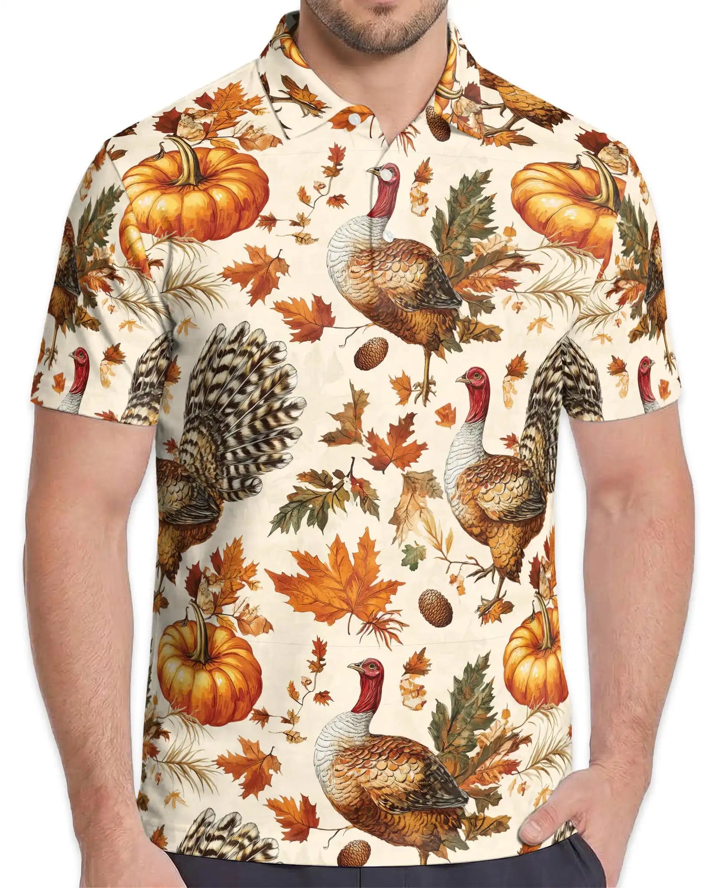 Thanksgiving Turkey Polo Shirt, Fall Pumpkin Harvest Print | Azhawaiian  URL
