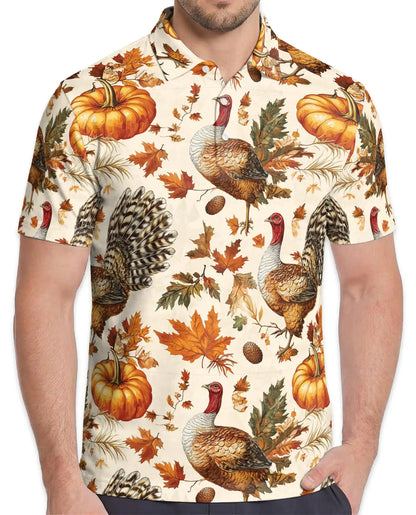Thanksgiving Turkey Polo Shirt, Fall Pumpkin Harvest Print | Azhawaiian  URL