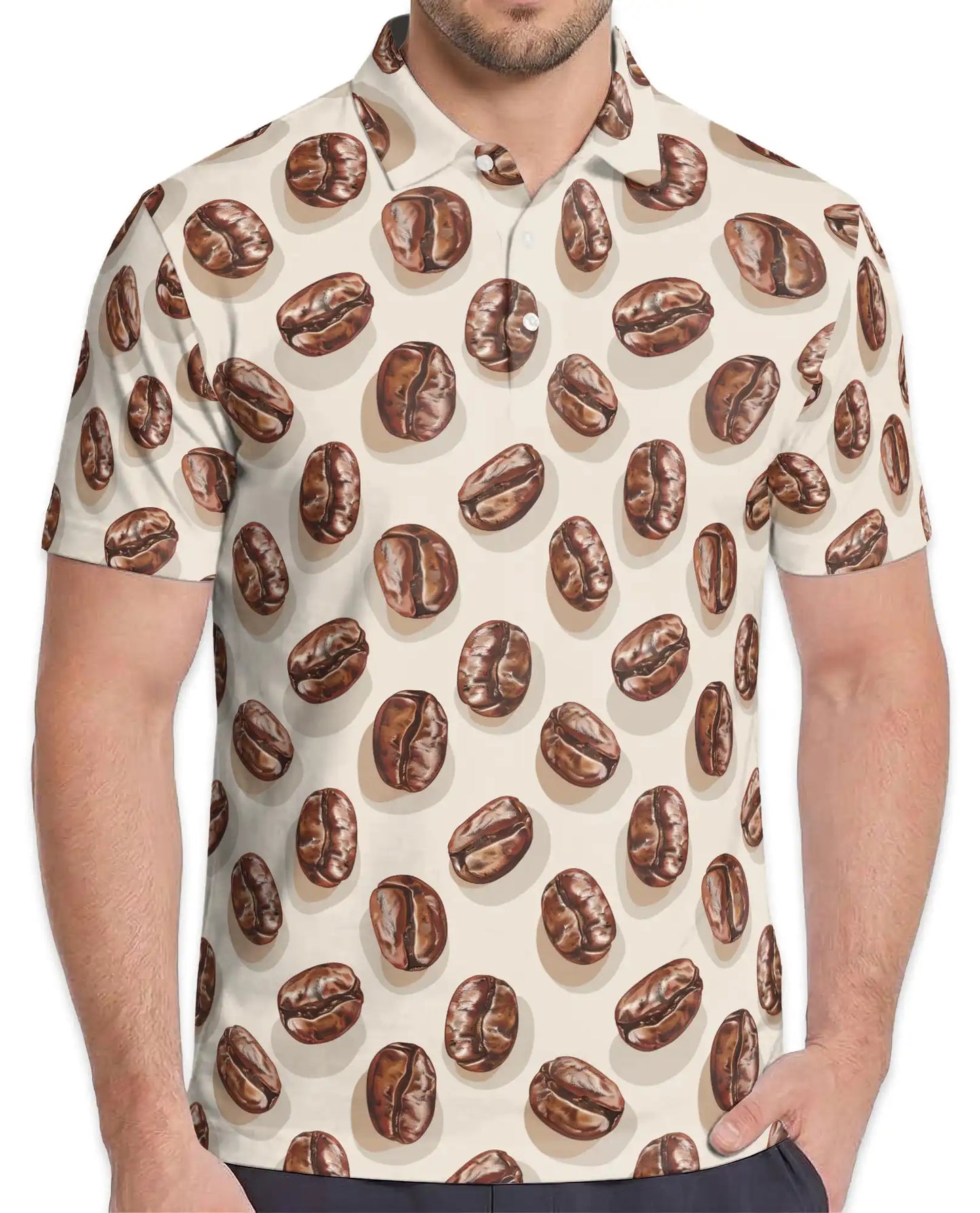 Coffee Bean Polo Shirt for Men, Casual Cafe Style | Azhawaiian
