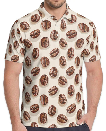 Coffee Bean Polo Shirt for Men, Casual Cafe Style | Azhawaiian