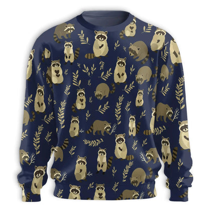 Seamless Raccoon Pattern Sweatshirt – Colorful Graphic 3D All Over Print Design