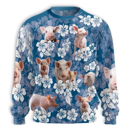 Farmer Pig Floral Sweatshirt – Colorful Graphic 3D All Over Print Design