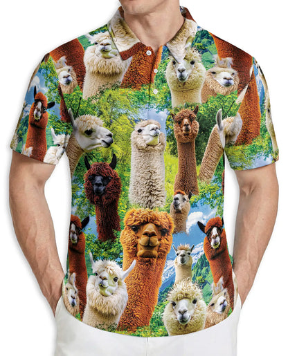 Alpaca Llama 3D Polo Shirt for Men | Azhawaiian