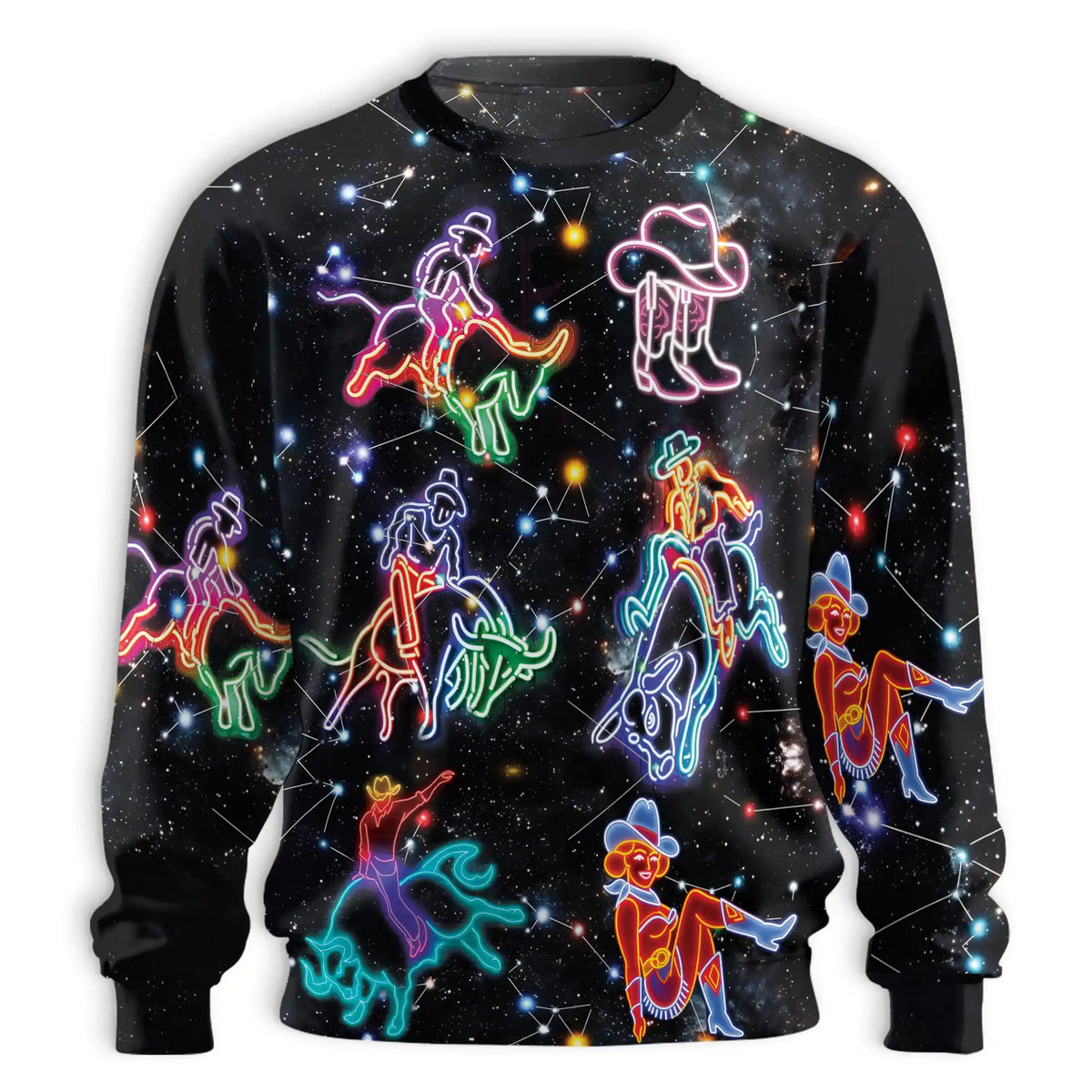 Riding Cow Neon Love Sweatshirt – Colorful Graphic 3D All Over Print Design