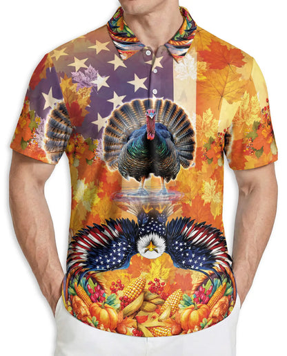 Patriotic Thanksgiving Turkey Polo Shirt for Men | Azhawaiian