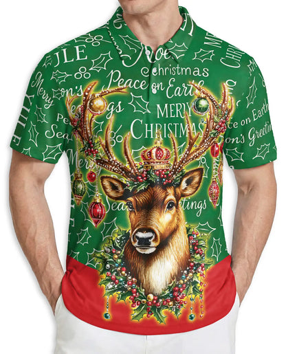Christmas Reindeer Polo Shirt, Festive Holiday Style | Azhawaiian