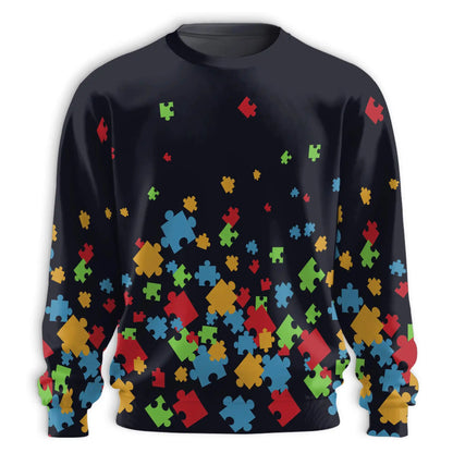 Autism Awareness Black Sweatshirt – Colorful Graphic 3D All Over Print Design