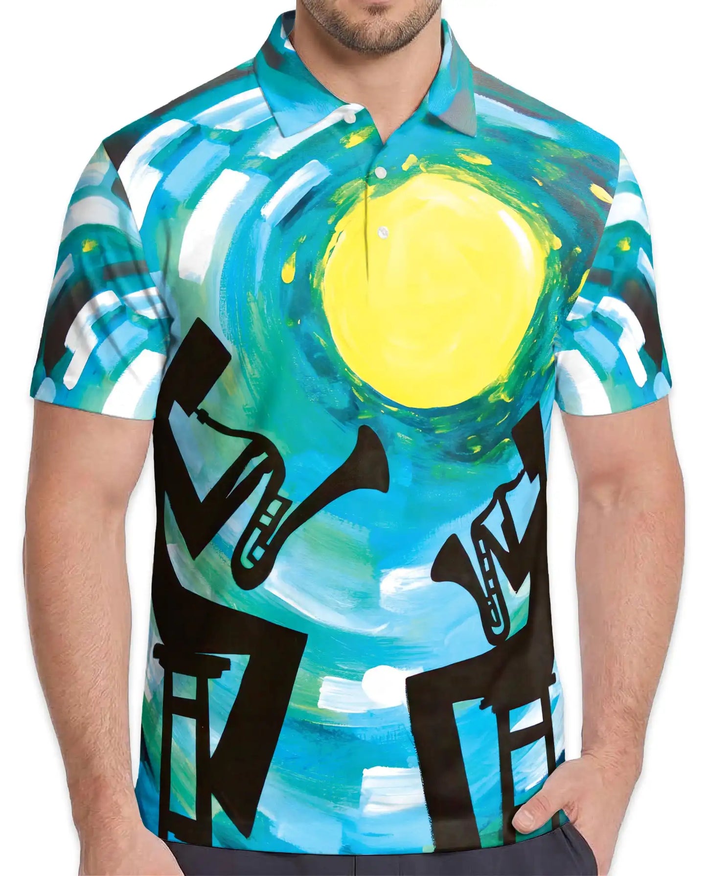 Jazz Trumpet Polo Shirt - Abstract Music Art Style | Azhawaiian