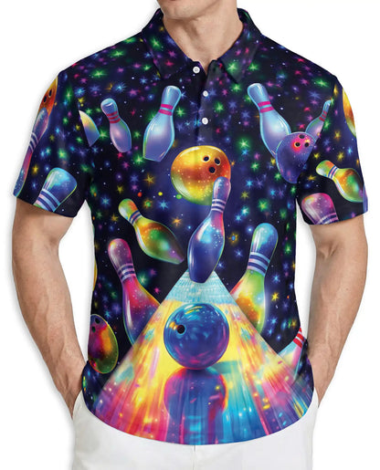 Galaxy Bowling 3D Polo Shirt for Men | Azhawaiian