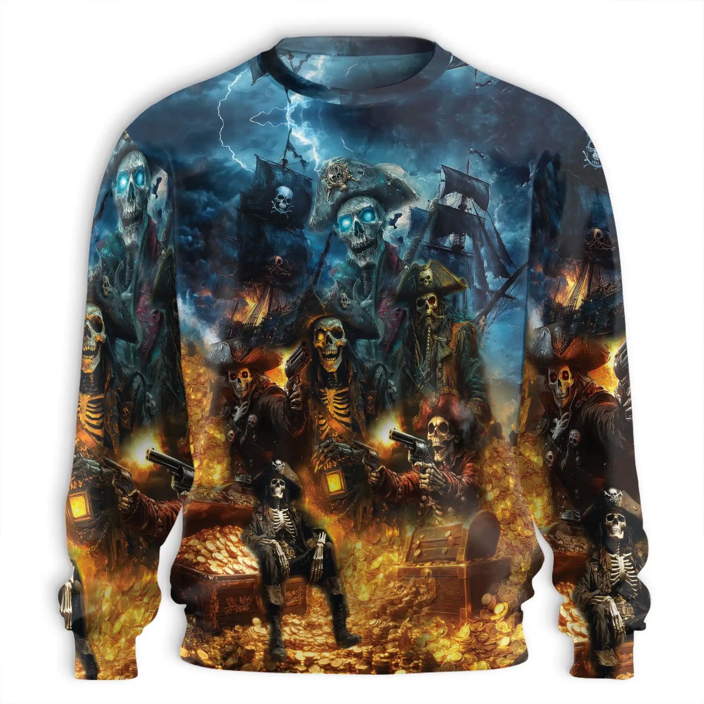 Pirate Skull Sweatshirt – Colorful Graphic 3D All Over Print Design