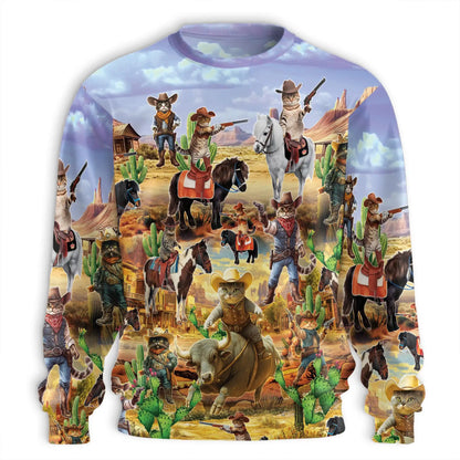 Meowdy Cowboy Cat Western Sweatshirt – Colorful Graphic 3D All Over Print Design