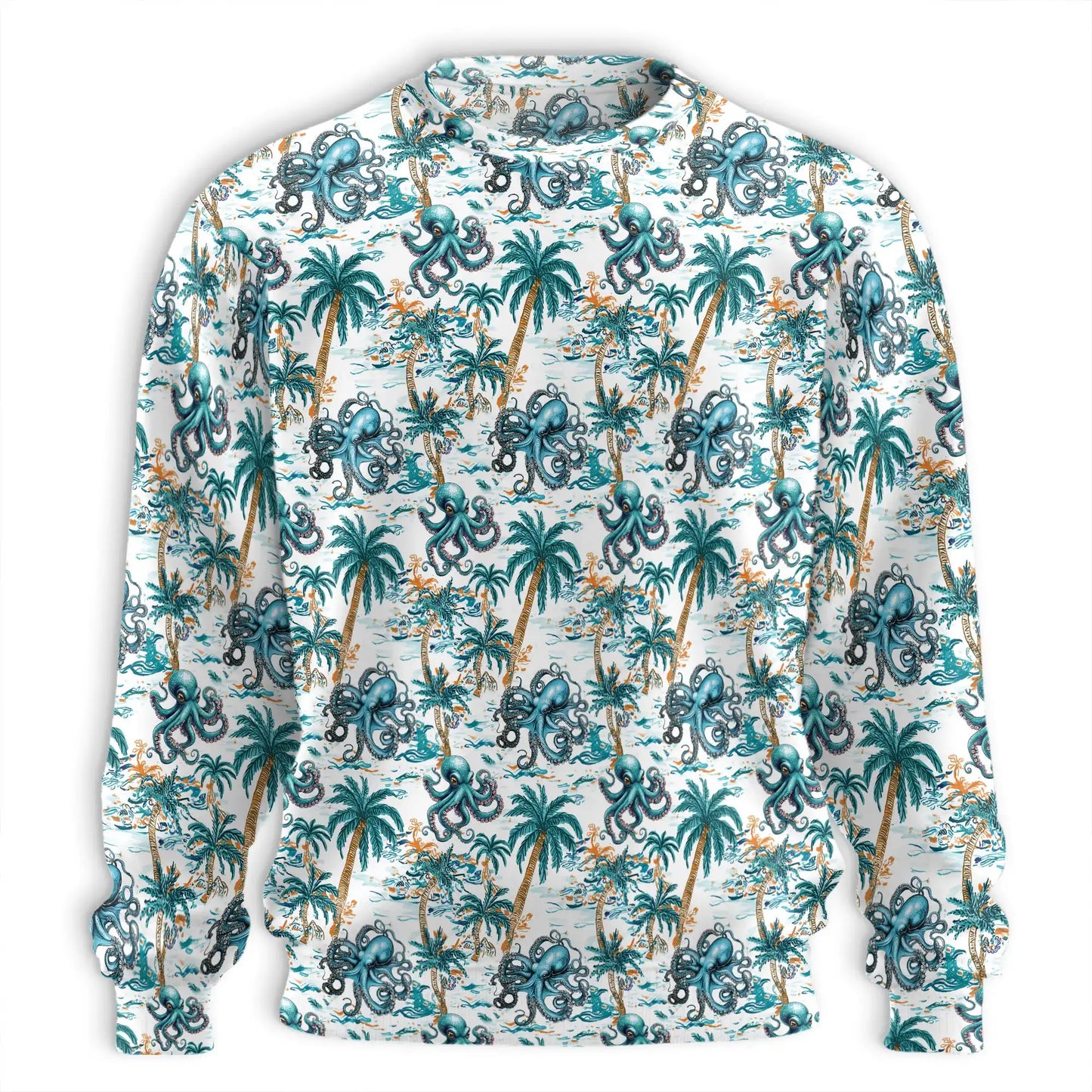 Octopus Coconut Tree Pattern Sweatshirt – Tropical 3D All Over Print Design