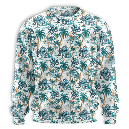 Octopus Coconut Tree Pattern Sweatshirt – Tropical 3D All Over Print Design