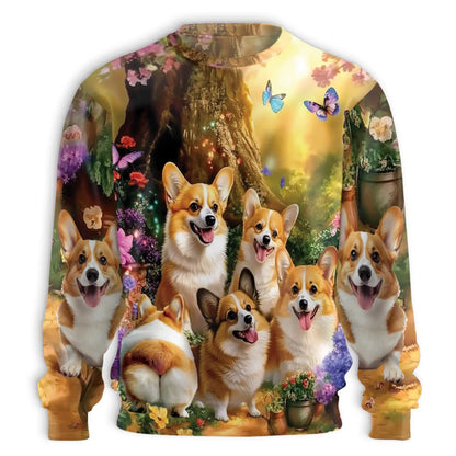 Fairy Corgi Flower Sweatshirt – Colorful Graphic 3D All Over Print Design